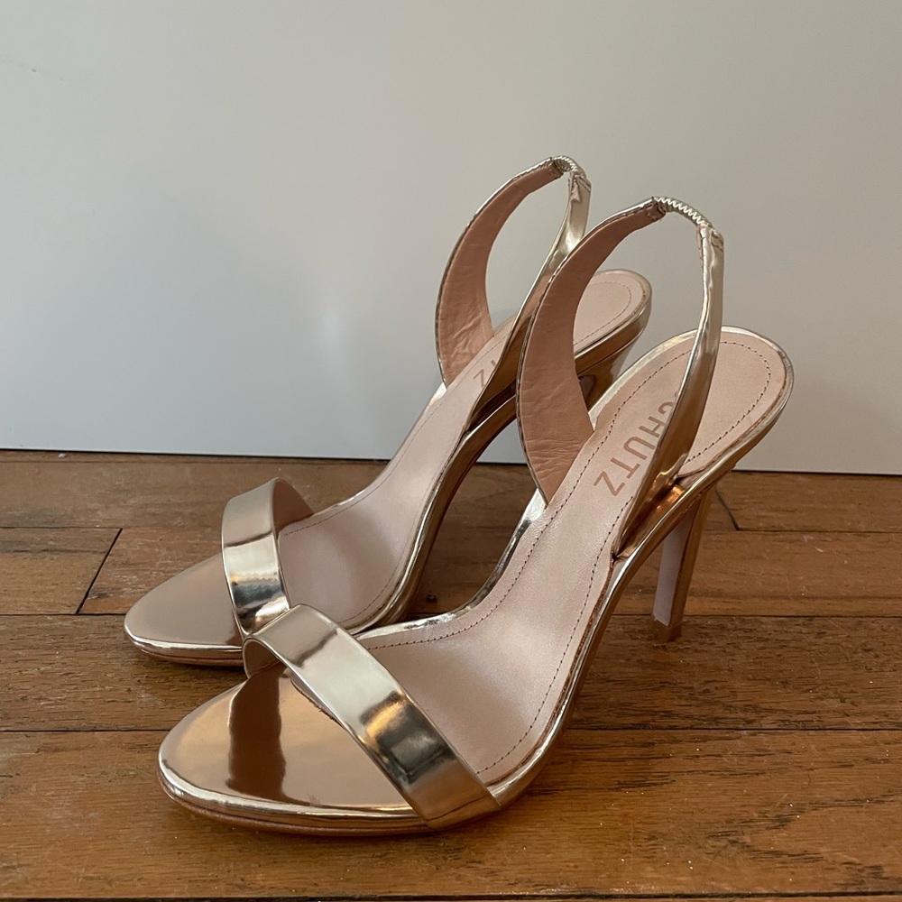 SCHUTZ Luriane Slingback Gold heels